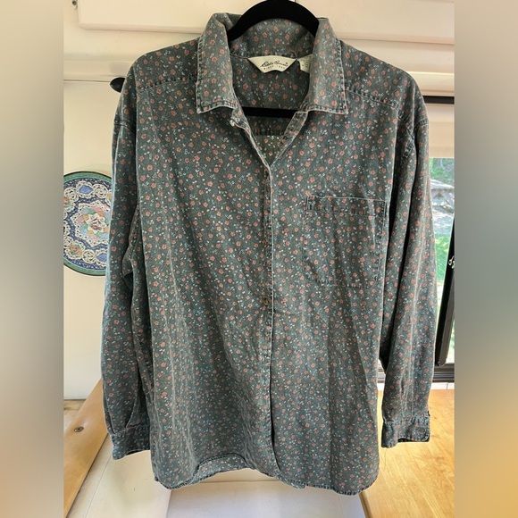 Eddie Bauer Tops - Vintage 90s Eddie Bauer Floral Oversized Corduroy Long Sleeve Button Up Shirt XL